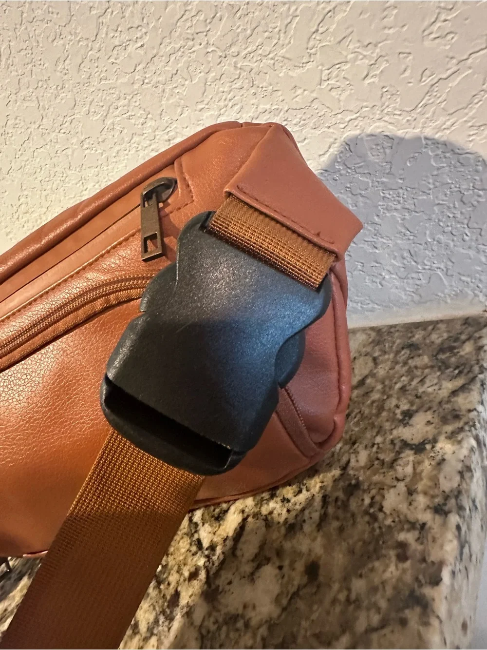 Kibou Vegan Leather Diaper Bag Fanny Pack - Saddle Brown (No Pad)
